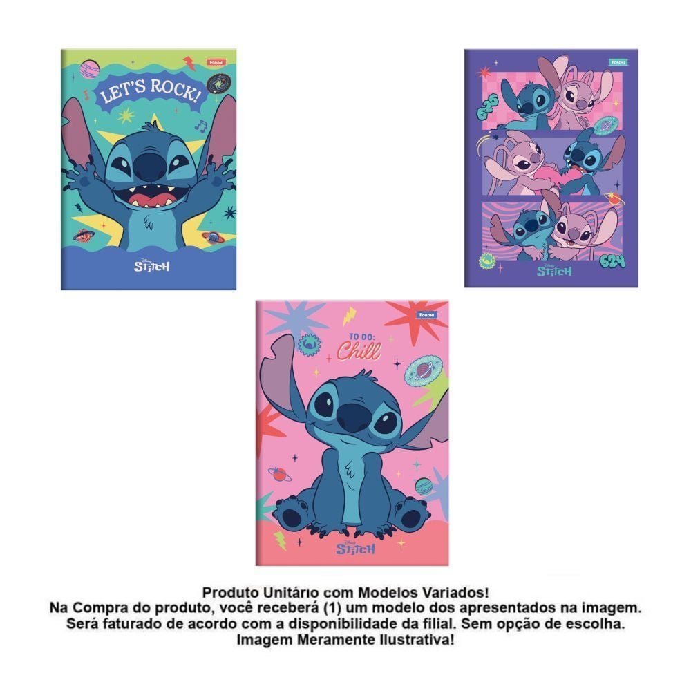 Caderno Brochura Capa Dura 1/4 Stitch 80 Folhas Foroni - Sortido