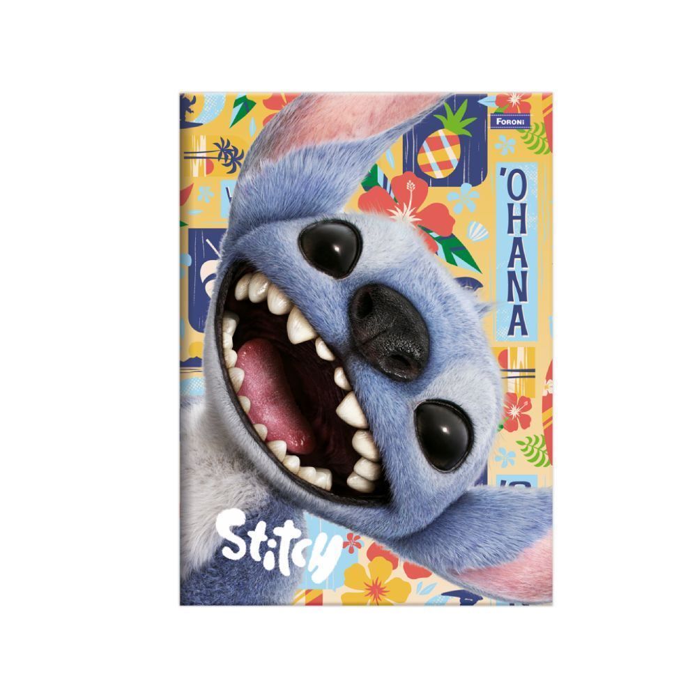 Caderno Brochura Capa Dura 1/4 Stitch Movie 80 Folhas Foroni - Sortido
