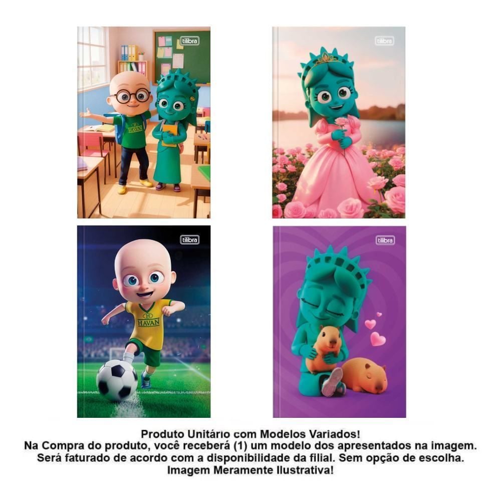 Caderno Universitário Brochura Havan Infantil Tilibra - Sortido