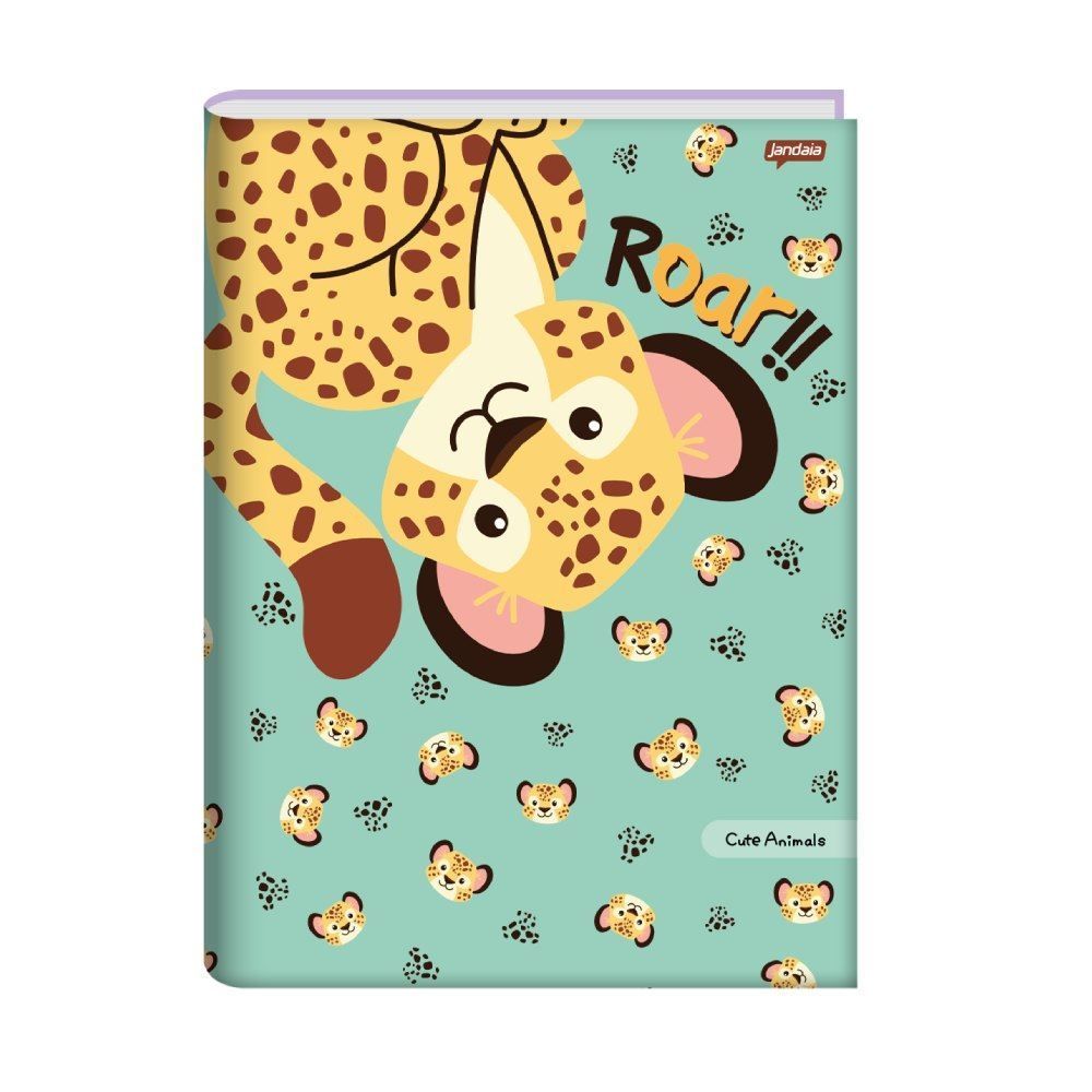 Caderno Brochura Costurado 1/4 Cute Animals 80 Folhas Jandaia - Sortido 
