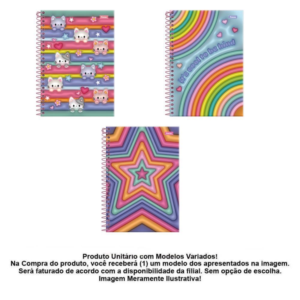 Caderno Capa Dura 1/4 Espiral Nicecream 80 Folhas Foroni - Sortido