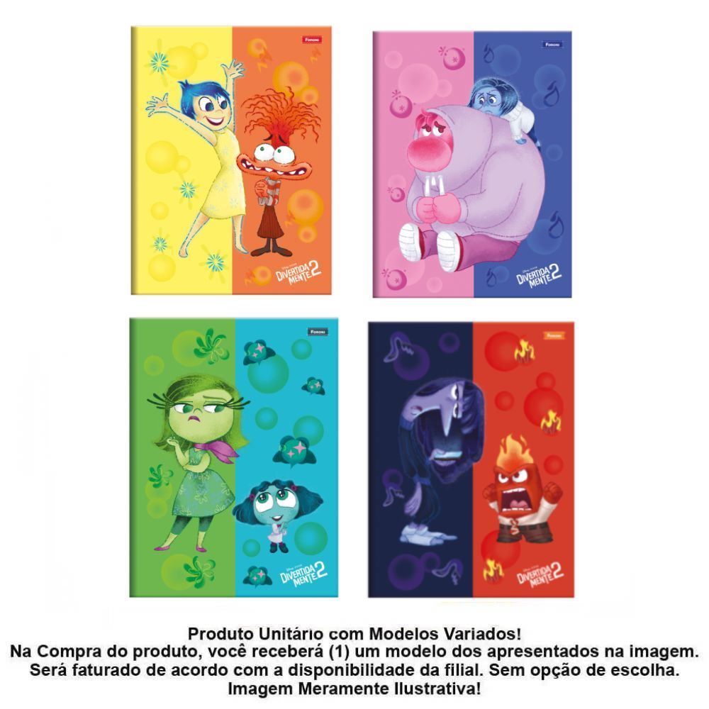 Caderno Capa Dura Divertidamente 160 Folhas Foroni - Sortido