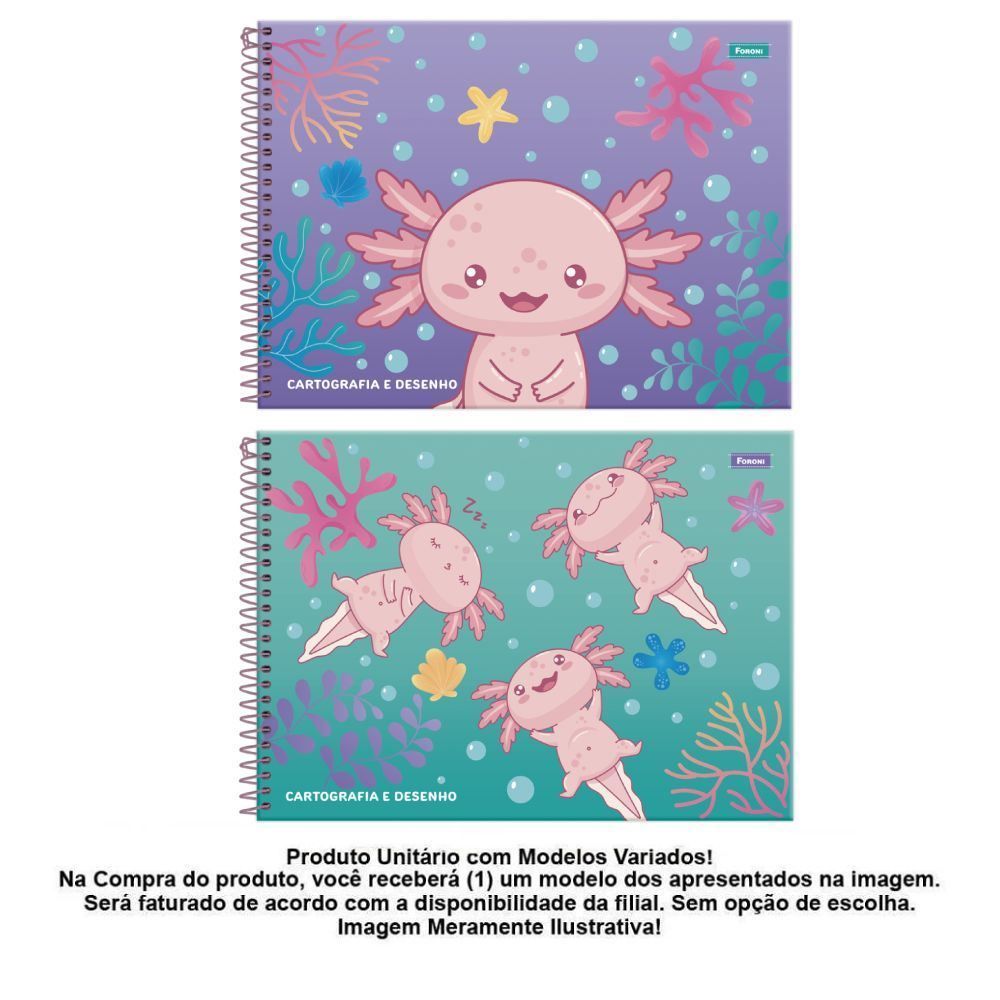 Caderno Cartografia Capa Dura Axolove 80 Folhas Foroni - Sortido