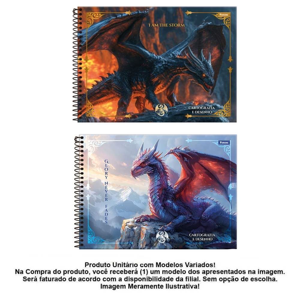 Caderno Cartografia Capa Dura Drakos 80 Folhas Foroni - Sortido