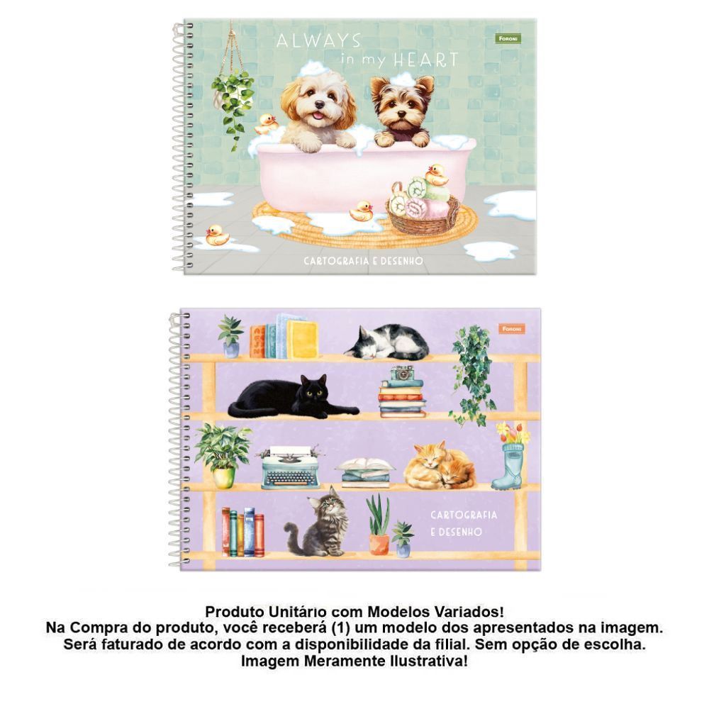 Caderno Cartografia Capa Dura Furfriends 80 Folhas Foroni - Sortido
