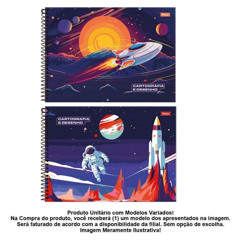 Caderno Cartografia Capa Dura Spacefly 80 Folhas Foroni - Sortido