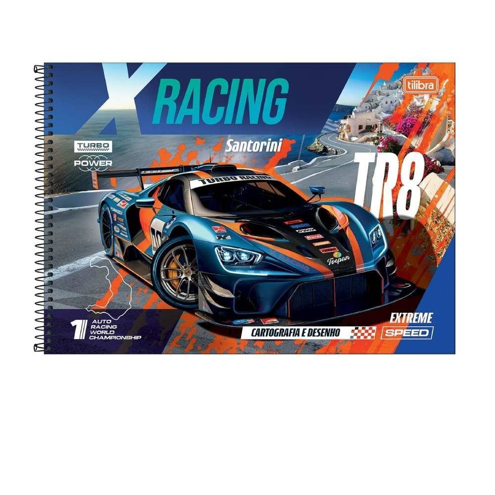 Caderno Cartografia e Desenho Espiral X-Racing 80 Folhas Tilibra - Sortido 