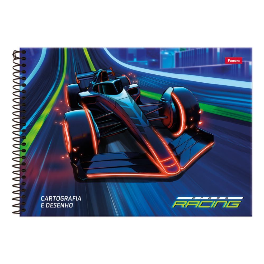 Caderno Cartografia Cross Racing 80 Folhas Foroni - Sortido