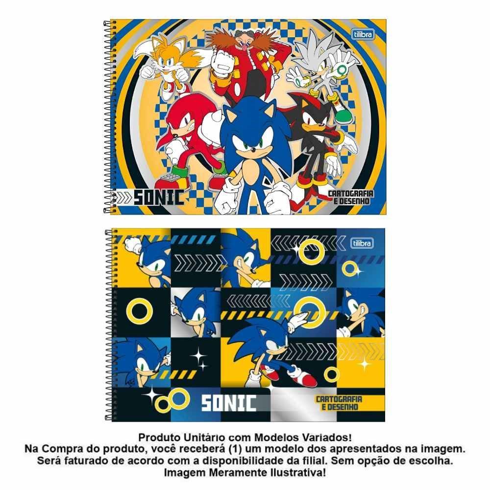 Caderno Cartografia e Desenho Capa Dura Sonic 80 Folhas Tilibra - Sortido