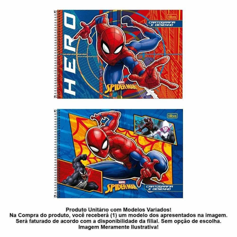 Caderno Cartografia e Desenho Homem-Aranha 80 Folhas Tilibra - Sortido 