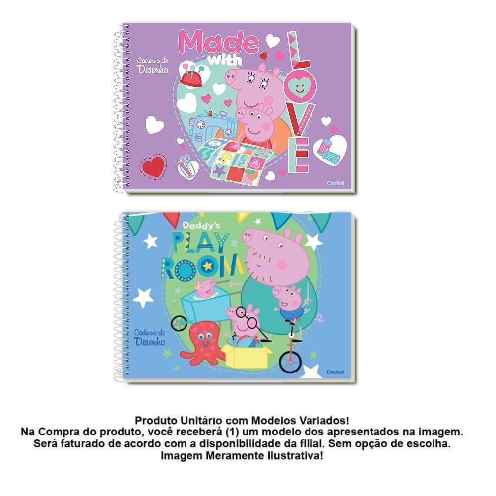 Caderno Cartografia e Desenho Peppa Pig 80 Folhas Credeal - Sortido