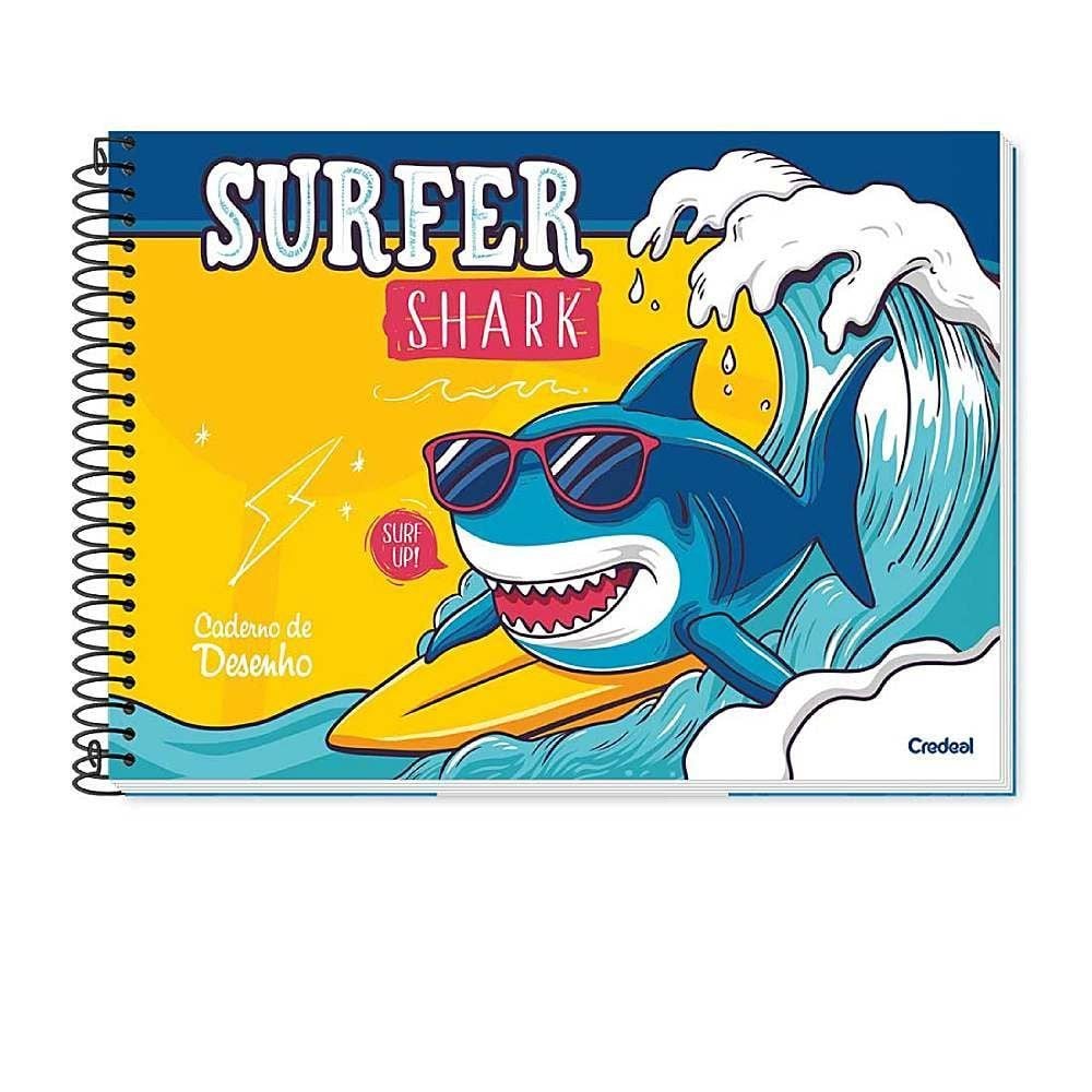 Caderno Cartografia e Desenho Sharkinhos 80 Folhas Credeal - Sortido