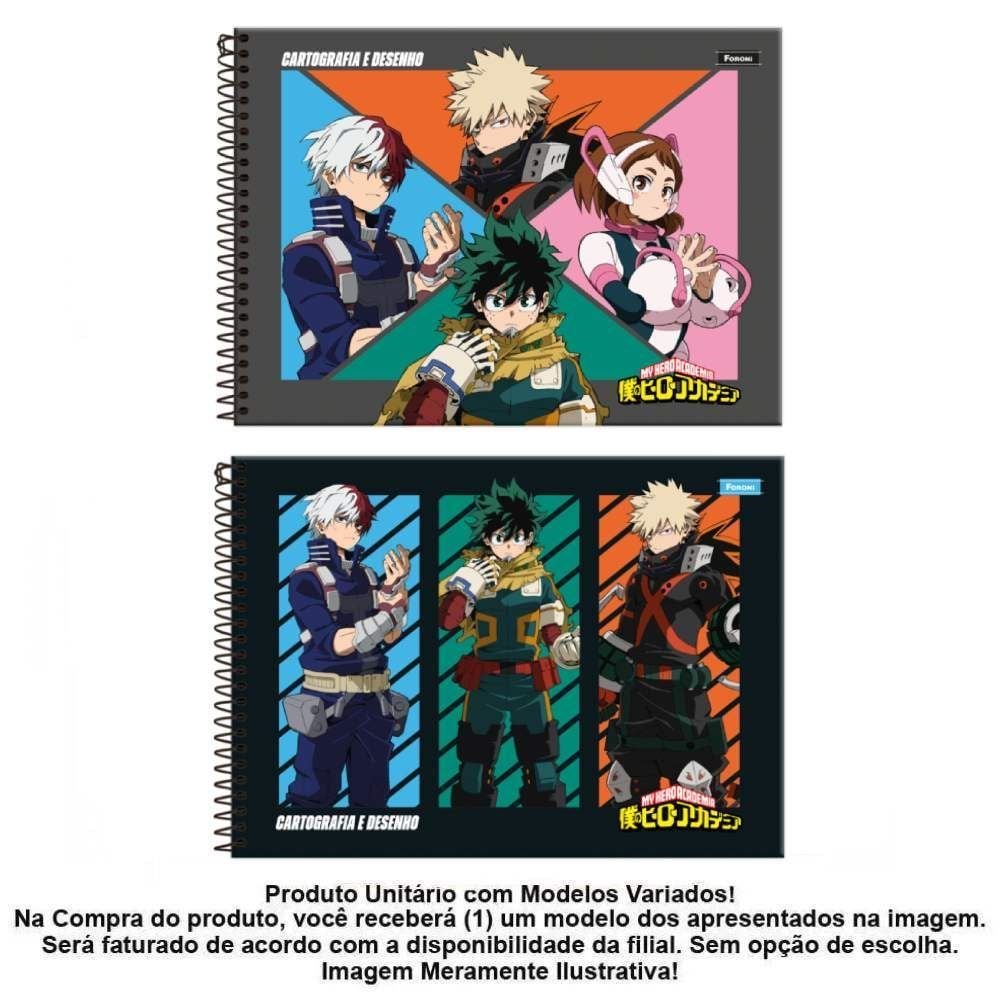 Caderno Cartografia My Hero Academia 80 Folhas Foroni - Sortido