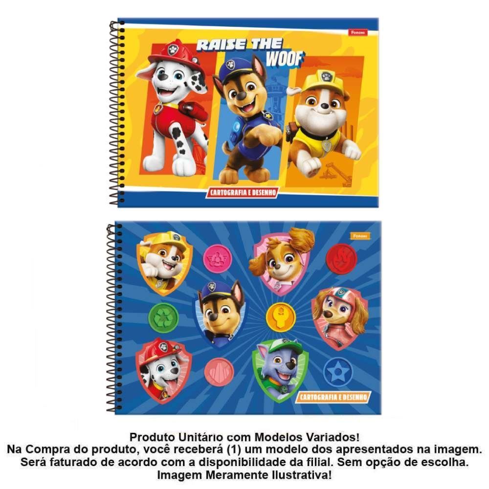 Caderno Cartografia Patrulha Canina 80 Folhas Foroni - Sortido