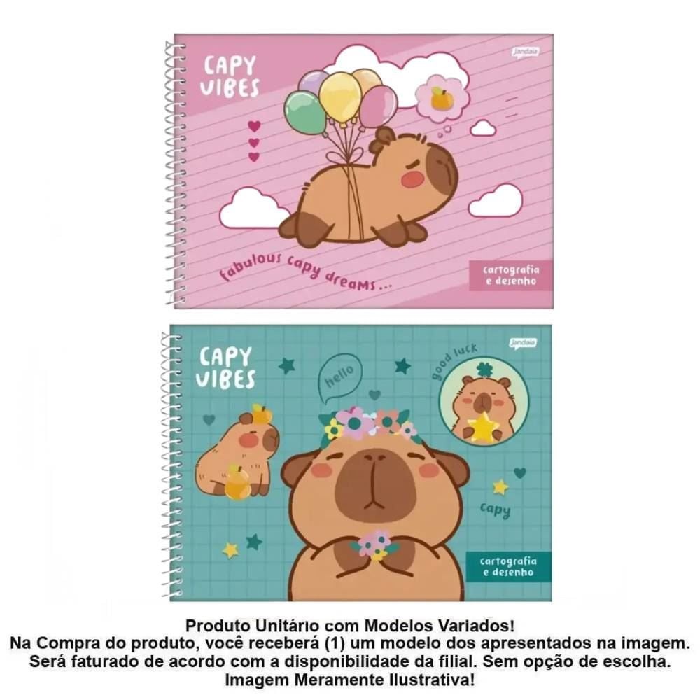 Caderno de Cartografia Capyvibes 80 Folhas Jandaia - Sortido