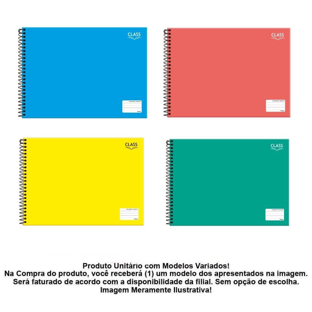 Caderno de Desenho Cartografia Class 96 Folhas Foroni - Sortido 