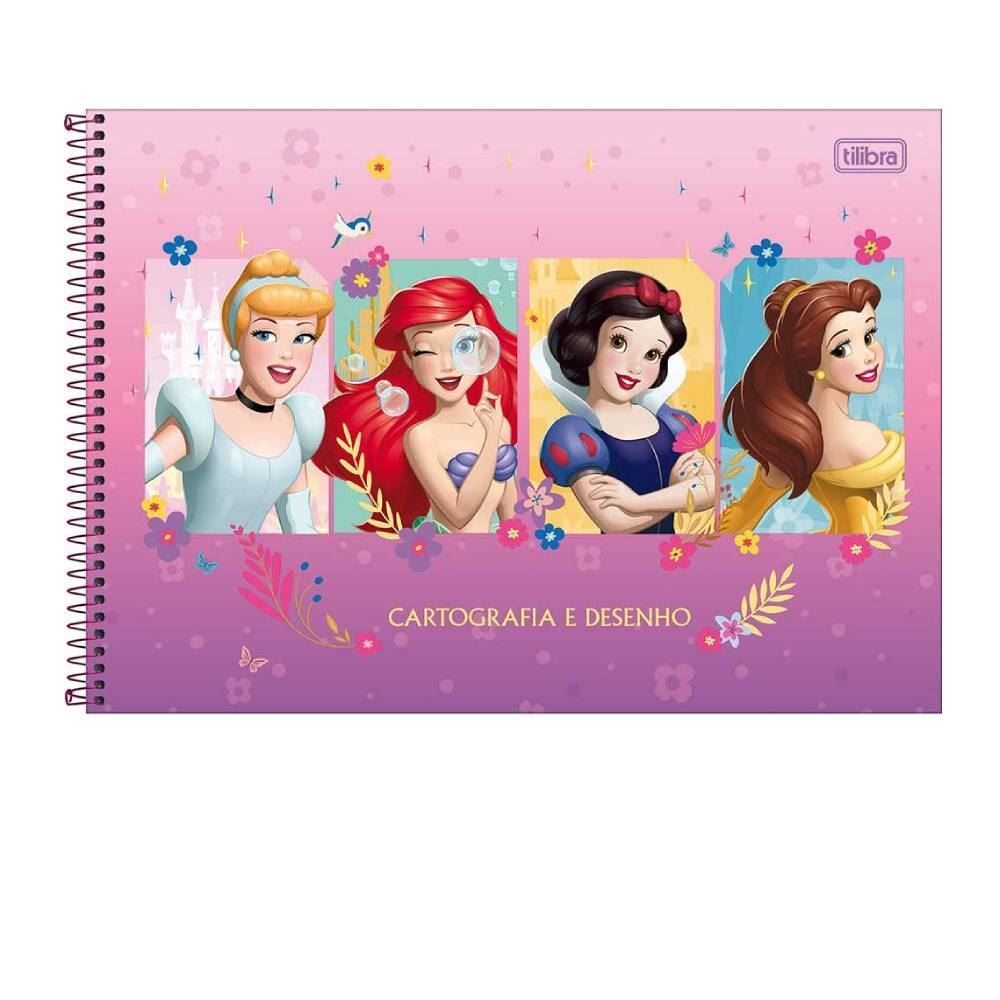 Caderno De Cartografia E Desenho Espiral Princesas 80 Folhas Tilibra - Sortido