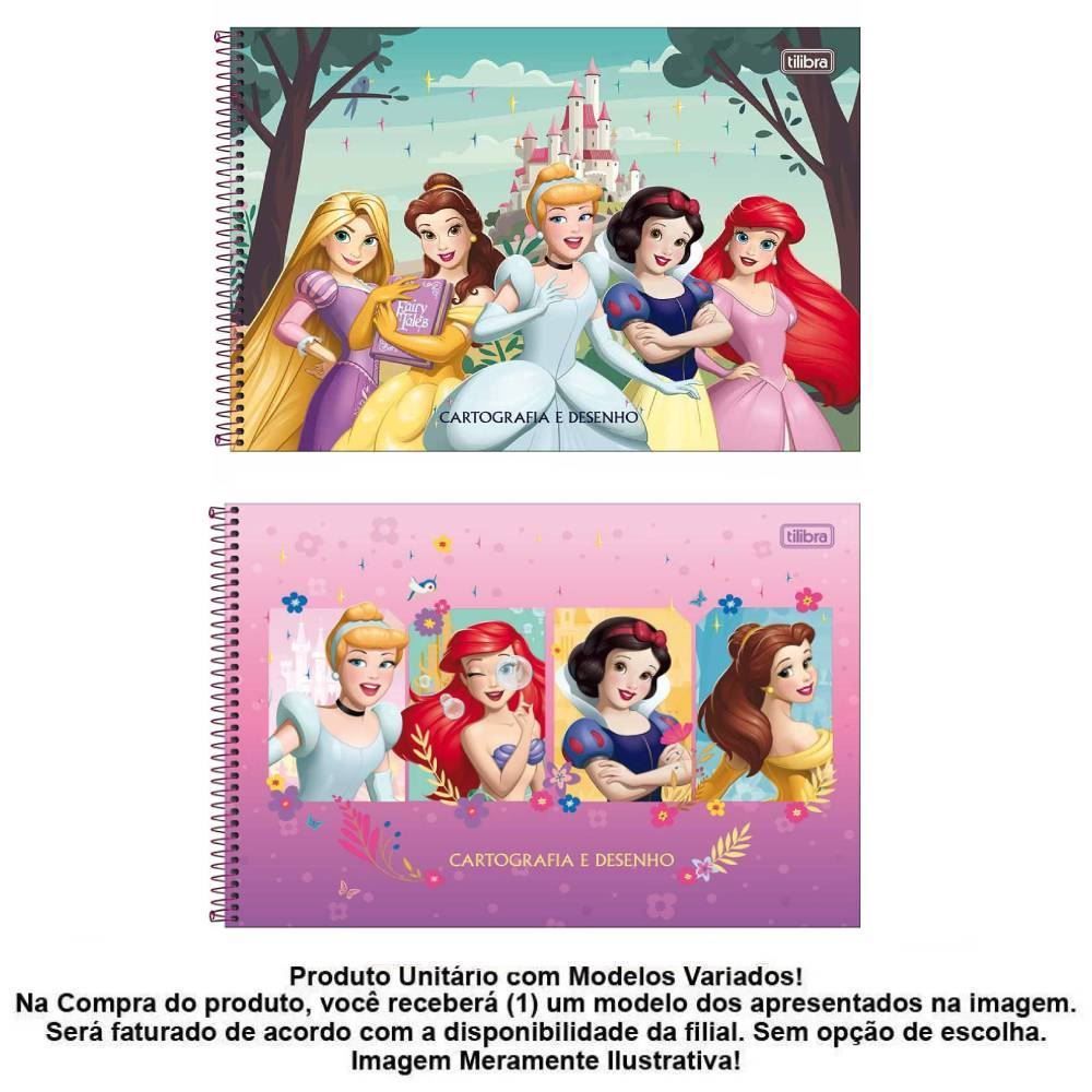 Caderno De Cartografia E Desenho Espiral Princesas 80 Folhas Tilibra - Sortido