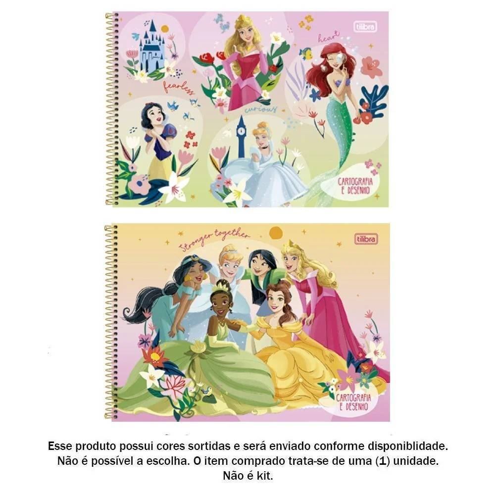 Caderno De Cartografia E Desenho Espiral Princesas 80 Folhas Tilibra - Sortido