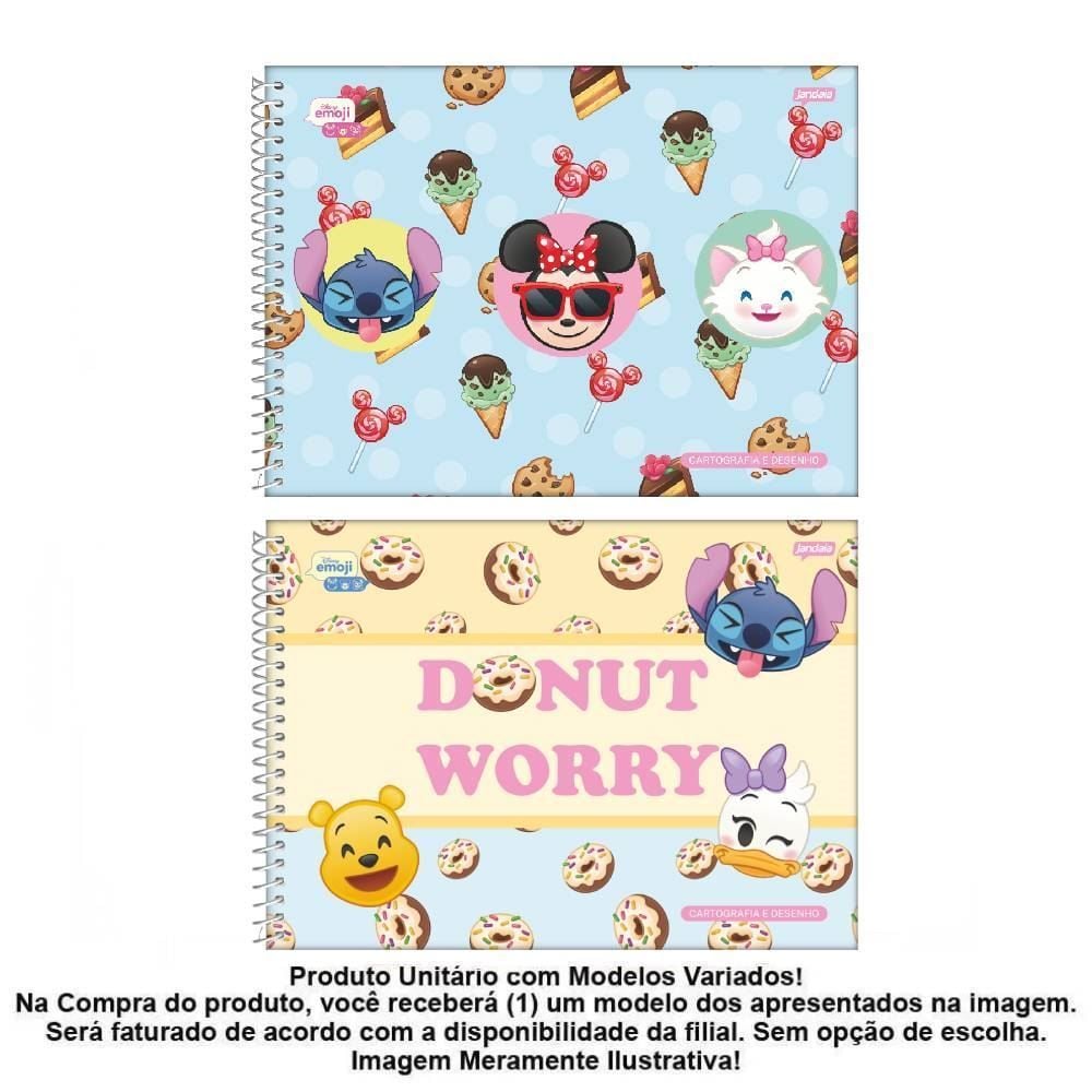 Caderno de Cartografia Harry Disney Emoji 80 Folhas Jandaia - Sortido