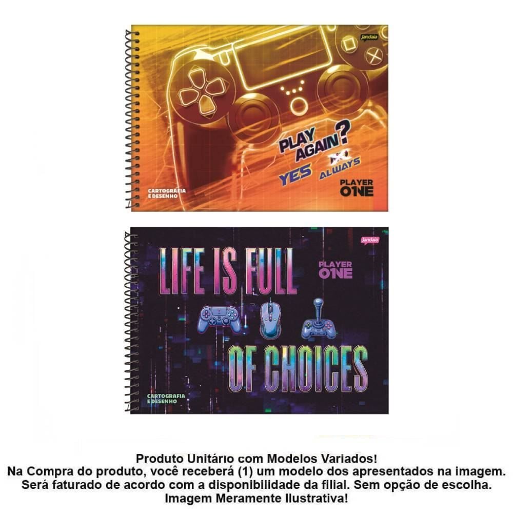 Caderno de Cartografia Player 80 Folhas Jandaia - Sortido