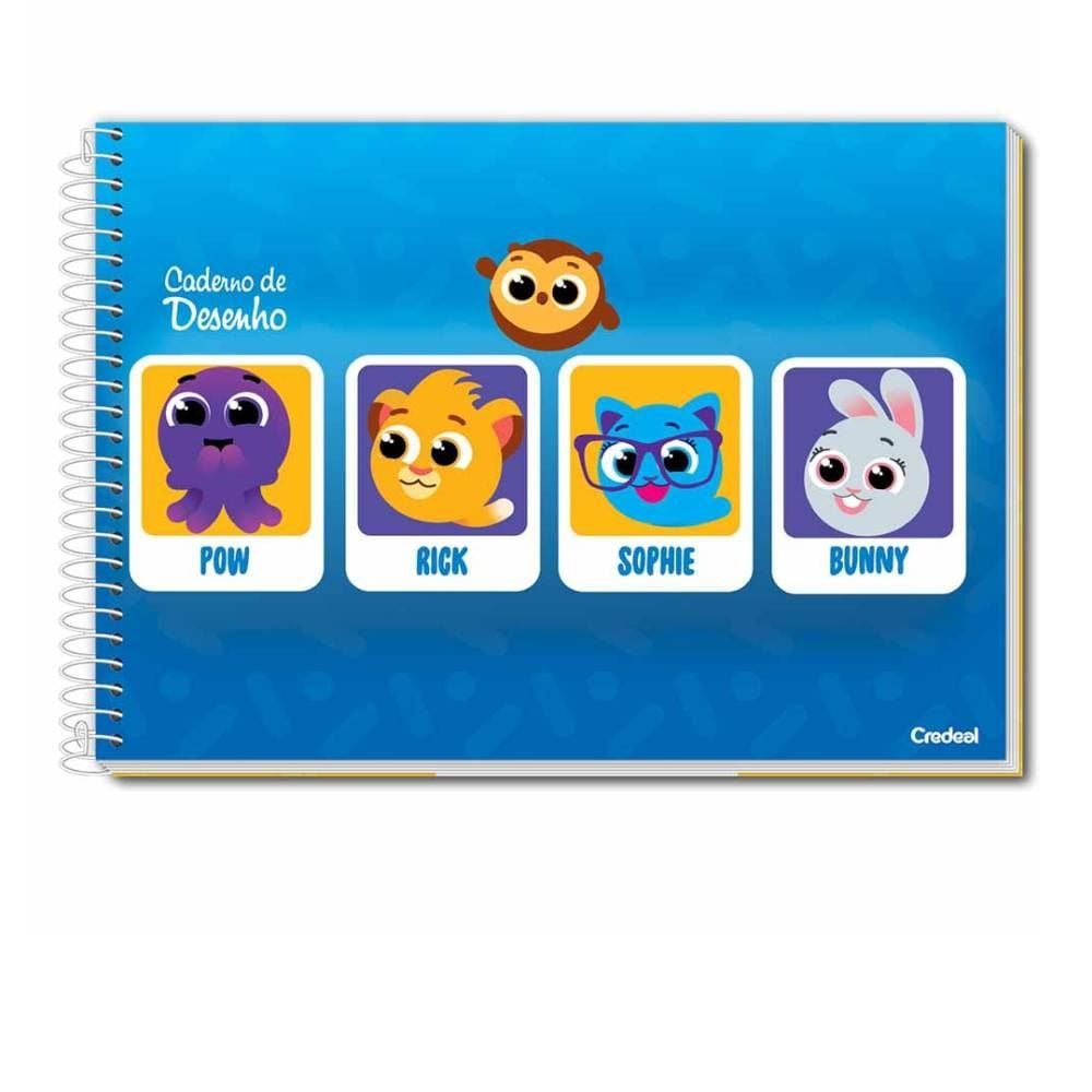 Caderno De Desenho Bolofofos 80 Folhas Credeal - Sortido