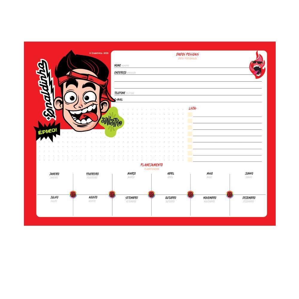 Caderno de Desenho Cartografia Enaldinho 80 Folhas Jandaia - Sortido