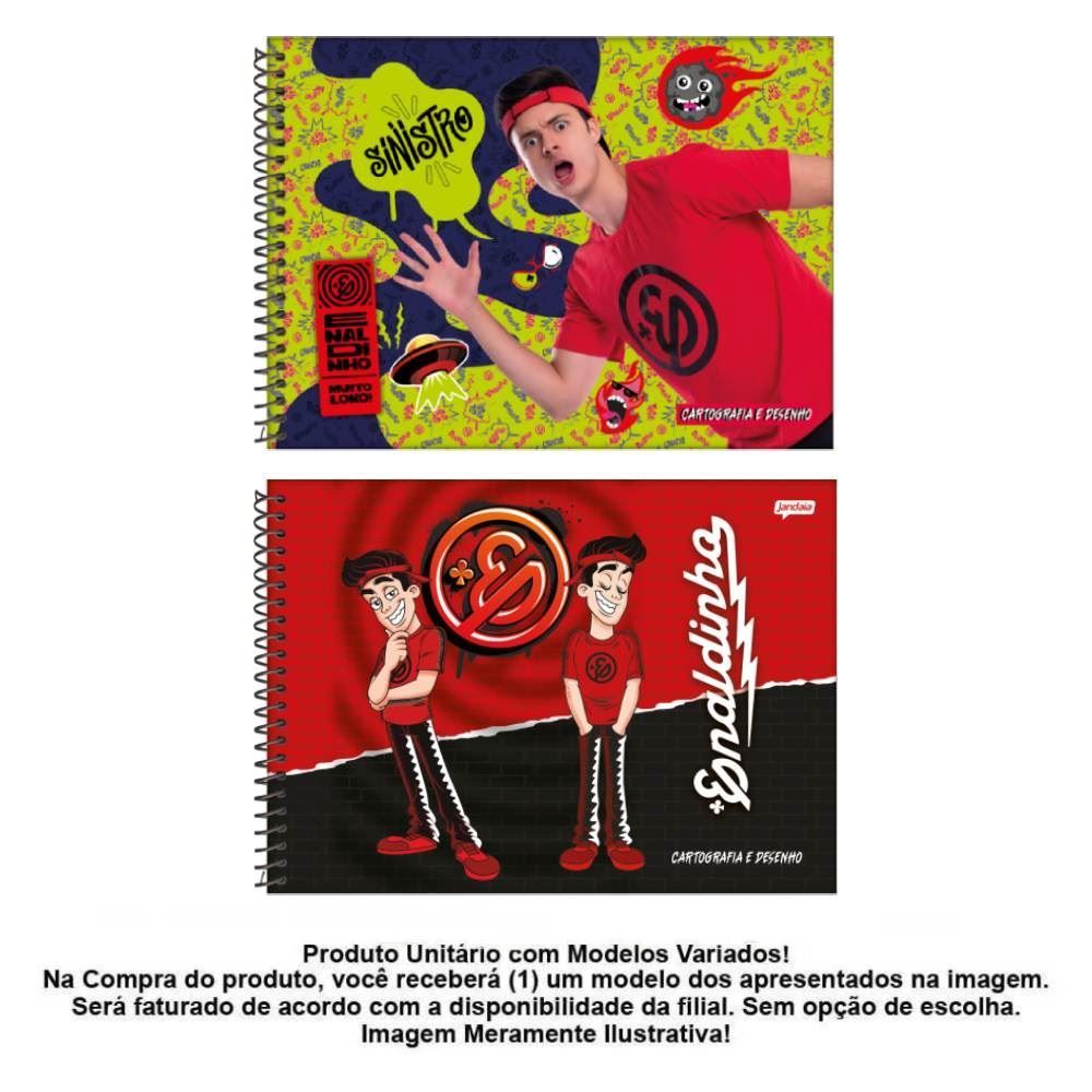 Caderno de Desenho Cartografia Enaldinho 80 Folhas Jandaia - Sortido