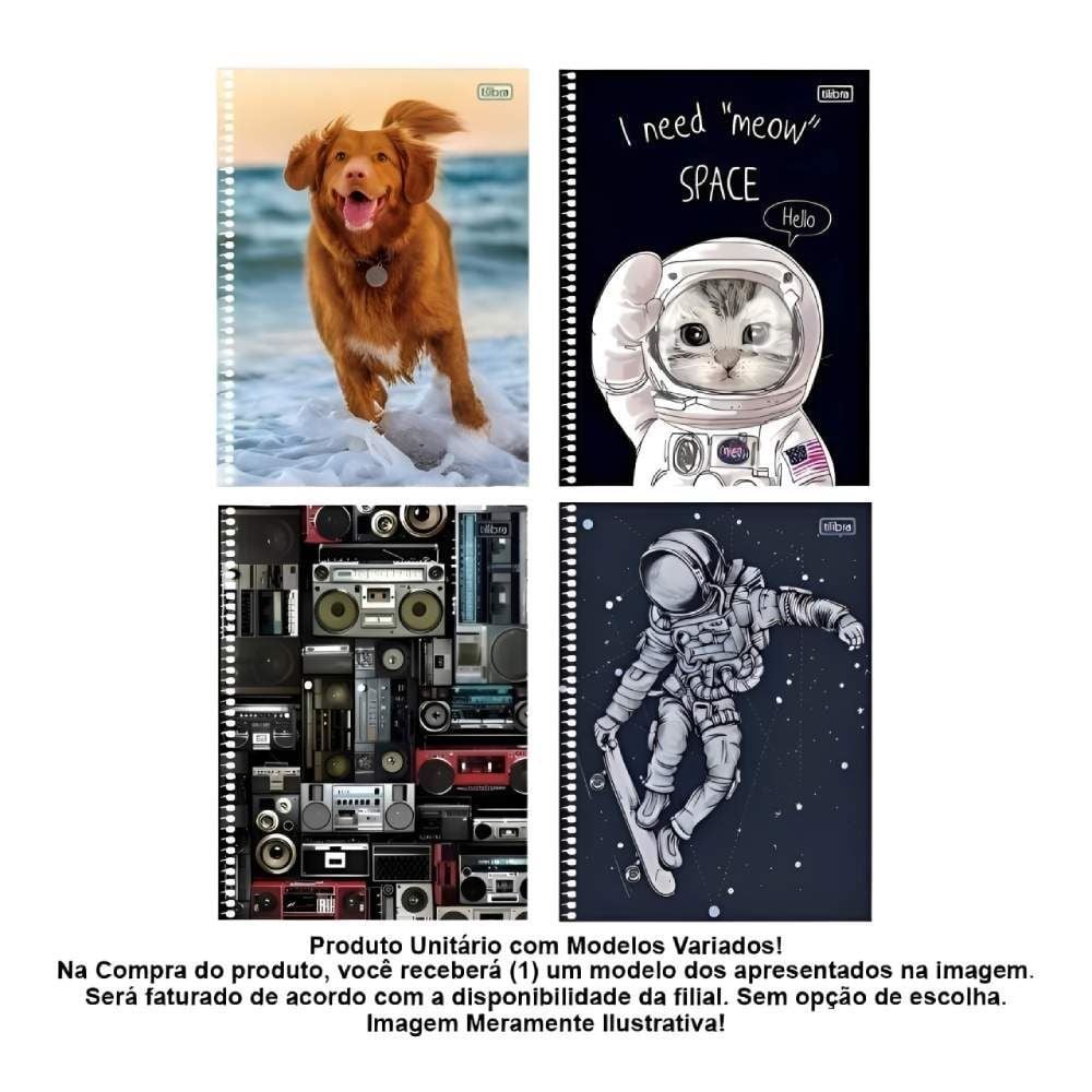 Caderno Universitário Espiral 10 Matérias 200 Folhas Tilibra - Sortido