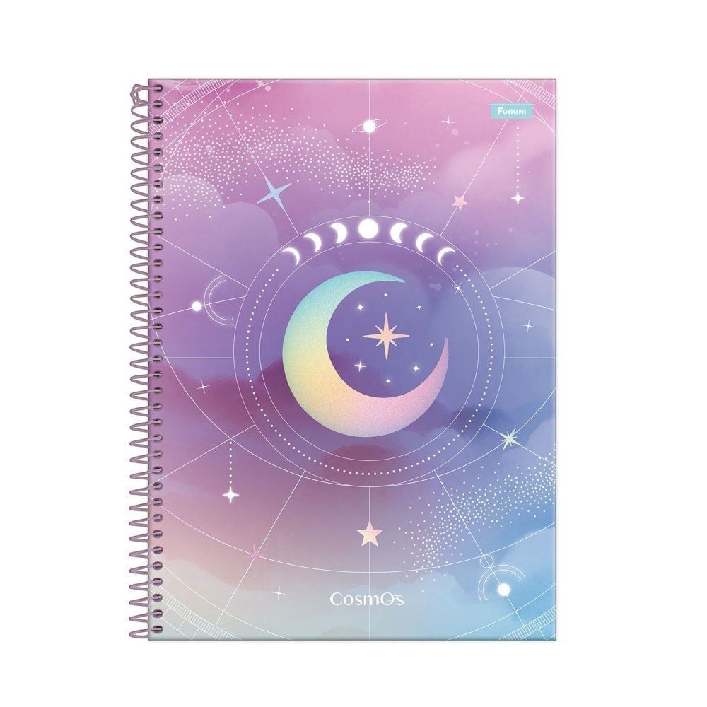 Caderno Espiral 10 Matérias Cosmos 160 Folhas Foroni - Sortido 