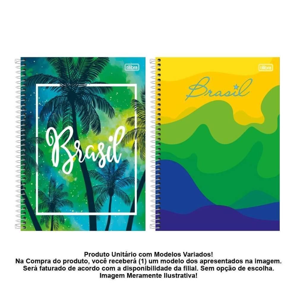 Caderno Universitário Espiral Brasil 10 Matérias 200 Folhas Tilibra - Sortido