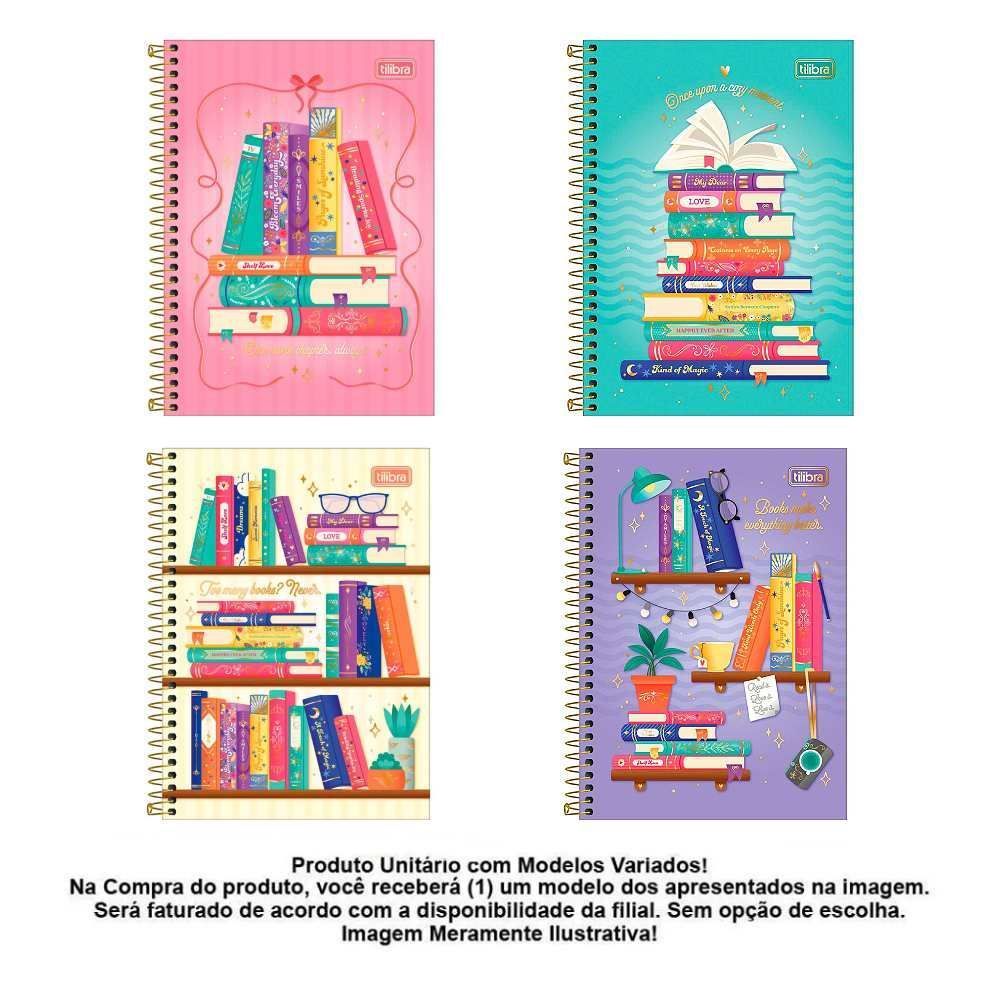 Caderno Espiral Capa Dura 1/4 Bookland 80 Folhas Tilibra - Sortido