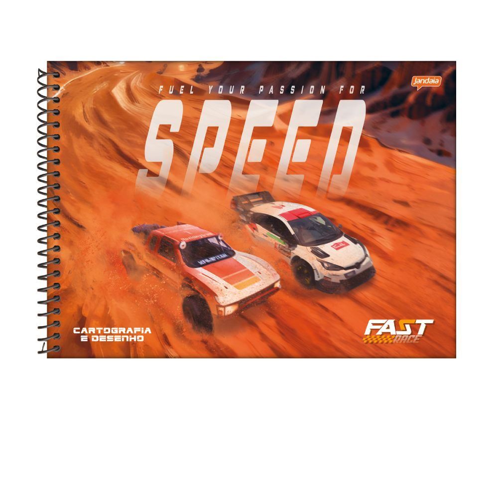 Caderno de Desenho Cartografia Fast Race 80 Folhas Jandaia - Sortido