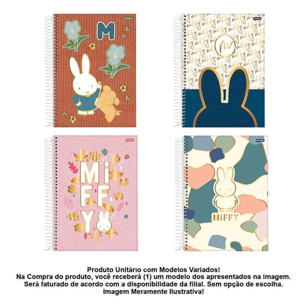 Caderno Espiral Colegial Miffy 160 Folhas Jandaia - Sortido