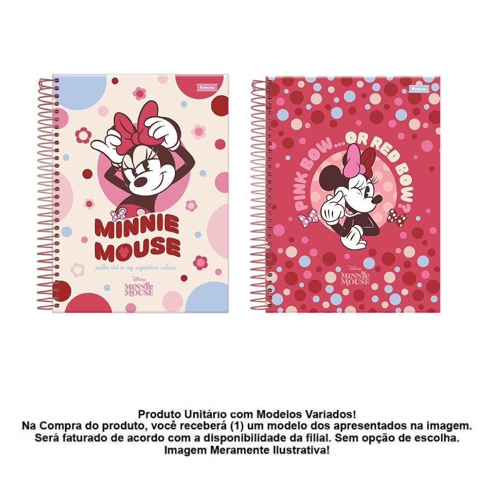 Caderno Espiral Colegial Papel de Carta Minnie 80 Folhas Foroni - Sortido