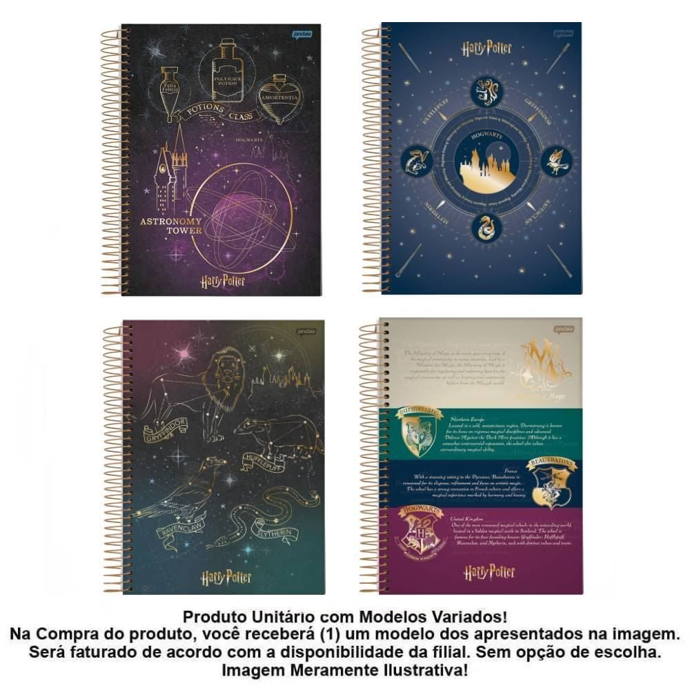 Caderno Espiral College Harry Potter 160 Folhas Jandaia - Sortido