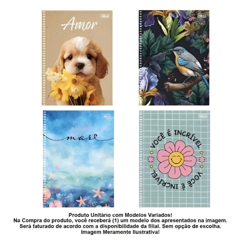 Caderno Espiral Feminino 1 Matéria 96 Folhas Tilibra - Sortido