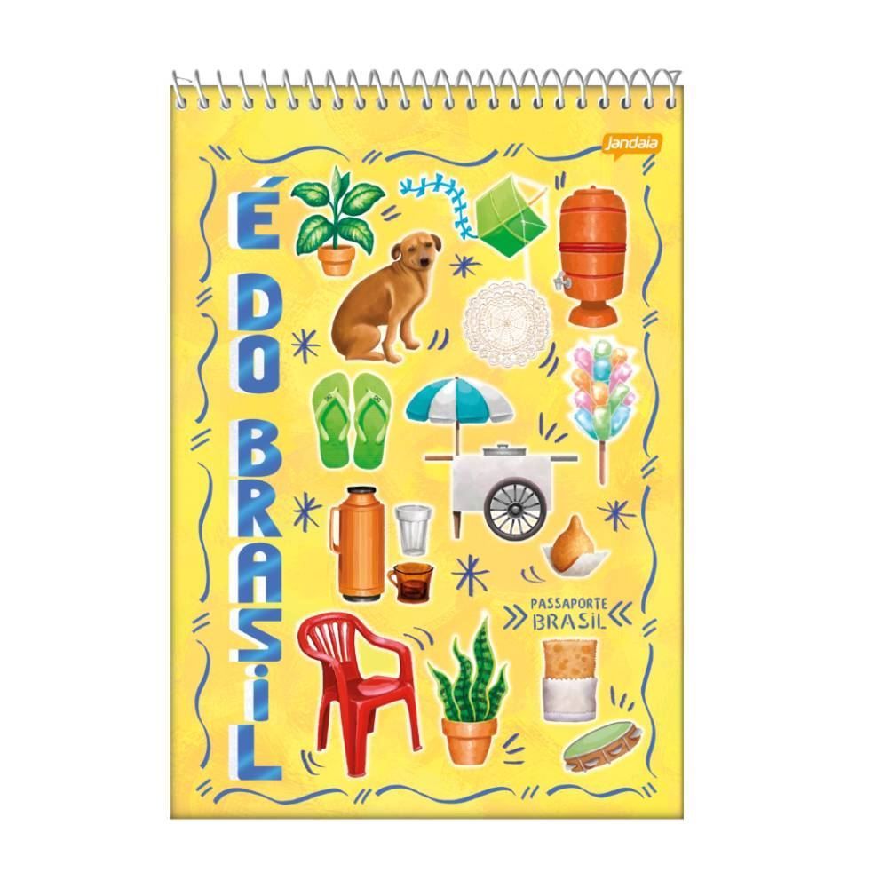 Caderno Espiral Topo Passaporte Brasil 80 Folhas Jandaia - Sortido