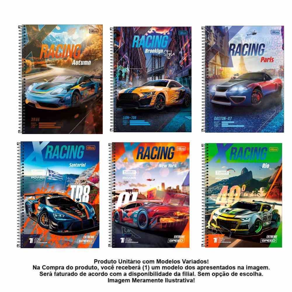 Caderno Espiral Universitário 80 Folhas 1 Matéria X-Racing Tilibra - Sortido