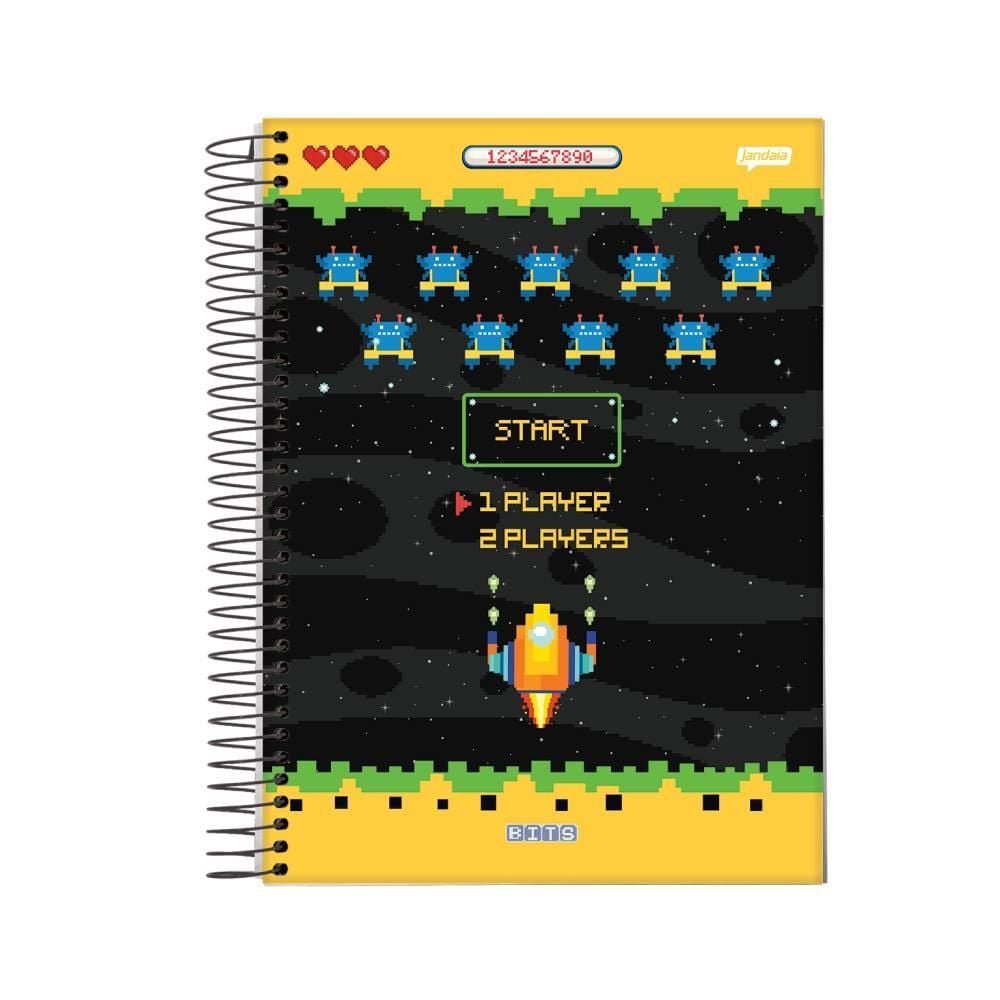 Caderno Espiral Universitário Bits 240 Folhas Jandaia - Sortido