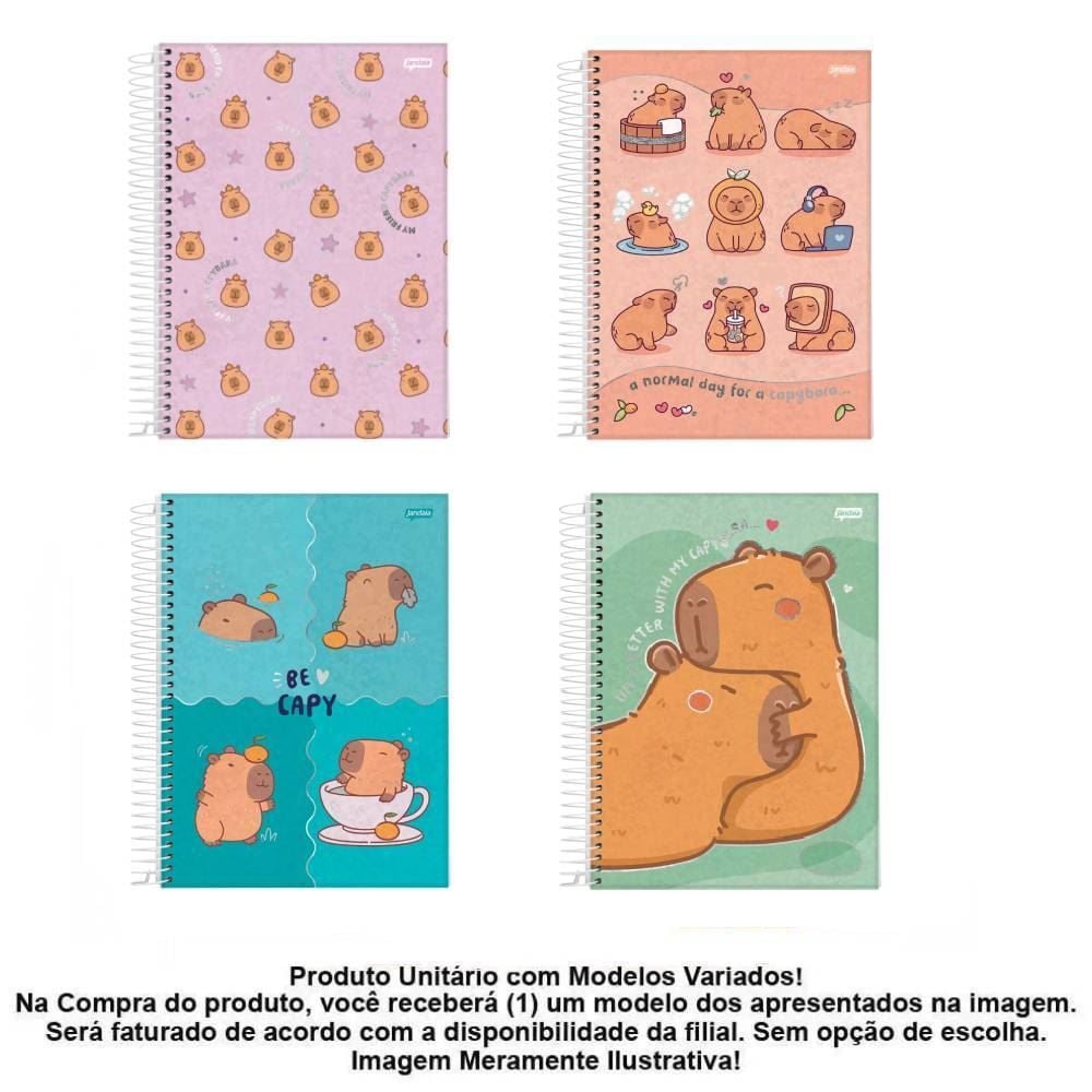 Caderno Espiral Universitário Capyvibes 80 Folhas Jandaia - Sortido