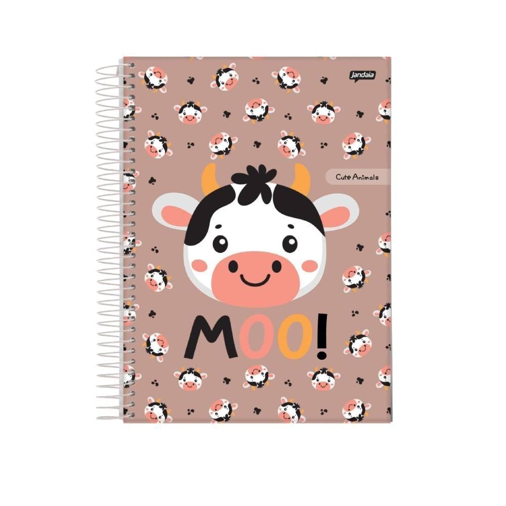 Caderno Espiral Universitário Cute Animals 80 Folhas Jandaia - Sortido
