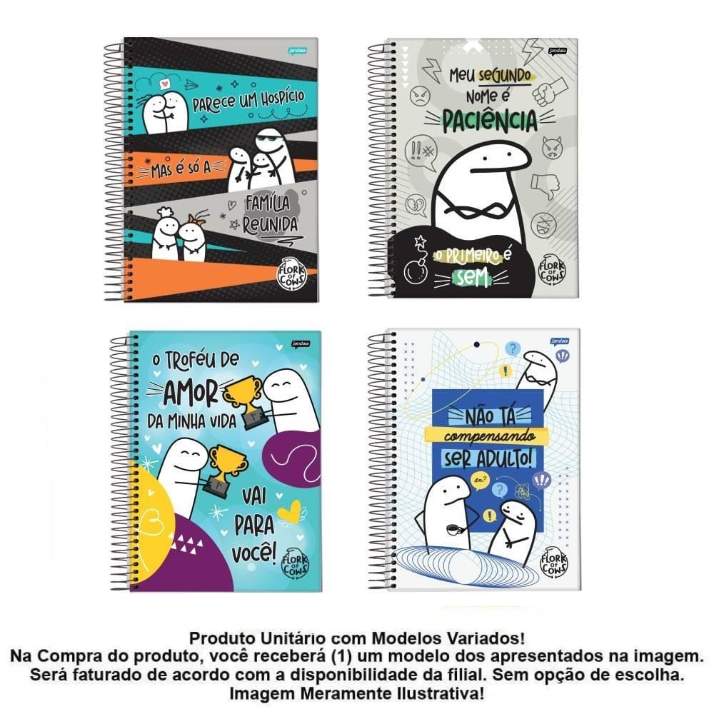 Caderno Espiral Universitário Flork 80 Folhas Jandaia - Sortido
