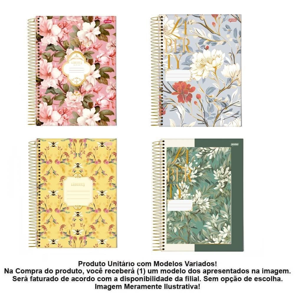 Caderno Espiral Universitário Liberty 160 Folhas Jandaia - Sortido