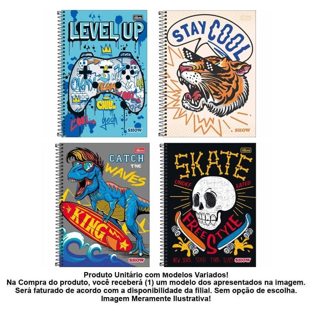 Caderno Espiral Universitário Show 80 Folhas Tilibra - Sortido