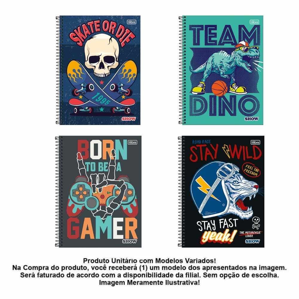 Caderno Universitário Espiral Capa Dura Show Masculino 80 Folhas Tilibra - Sortido