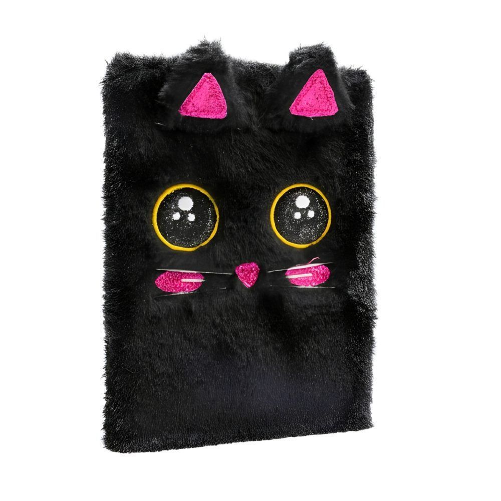 Caderno Pelúcia Gatinho 80 Folhas Polibrinq - Preto