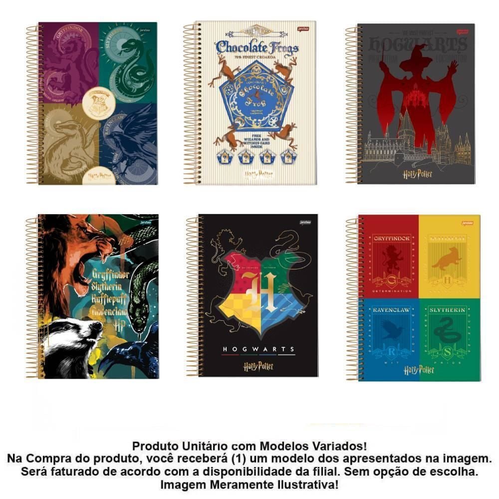 Caderno Univeritário Espiral Harry Potter 96 Folhas Jandaia - Sortido