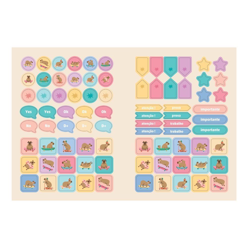 Caderno Universitário Brochura Capyvibes 80 Folhas Jandaia - Sortido