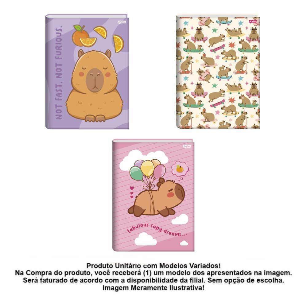 Caderno Universitário Brochura Capyvibes 80 Folhas Jandaia - Sortido